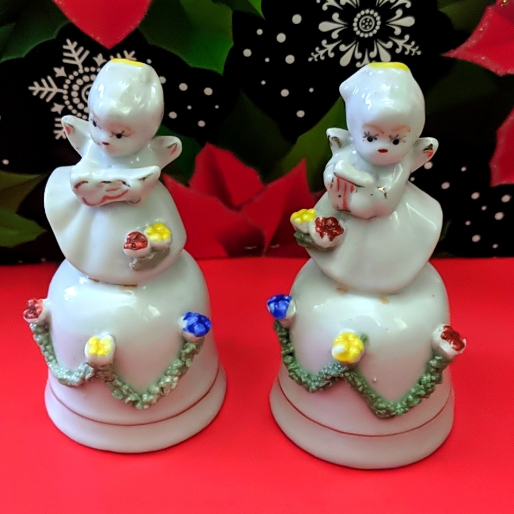 2 Baby Angel Holiday Chinese Ceramic Bells